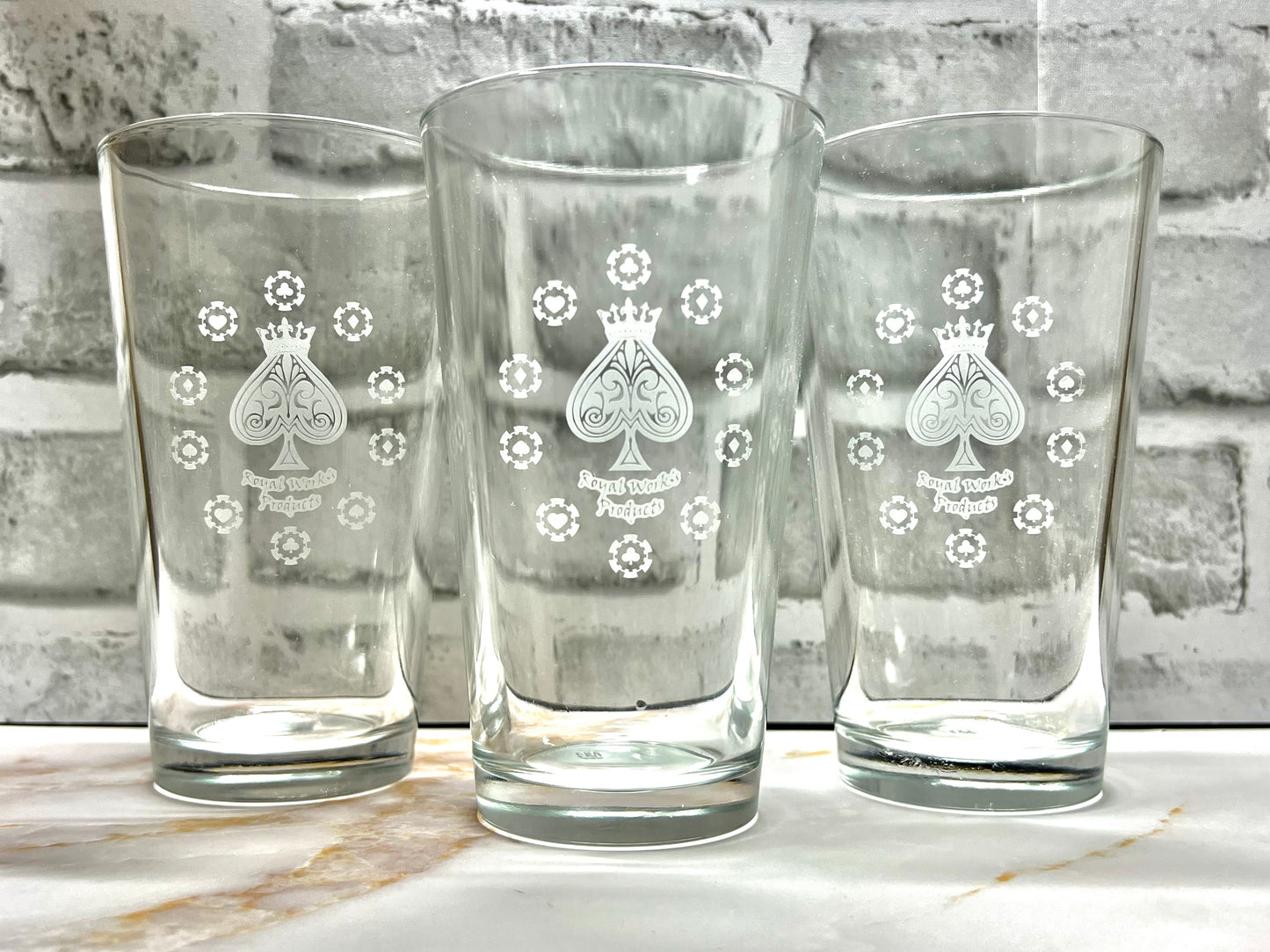 Custom 16oz Pint Glasses | Custom Laser Engraved | Any Logo, Photos, Text, Numbers, Etc | Sets of 4,6,10,24, > Bulk Inquiries Contact Us!