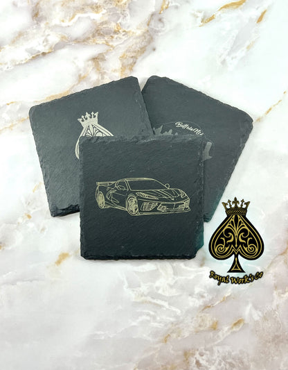 Black Stone Slate Coaster Set's | Set's of 4/6/10