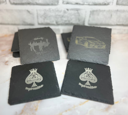 Black Stone Slate Coaster Set's | Set's of 4/6/10